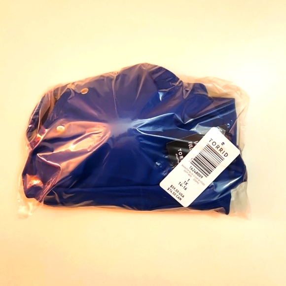 ❤️NWT TORRID SWIM TOP - STUDDED SCOOP SWIM TOP - WIRE FREE - POSEIDON BLUE - Picture 4 of 9